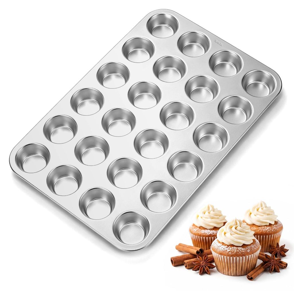 Muffinbackform 24 Mini-Muffins, 37x25 cm, Edelstahl, silber
