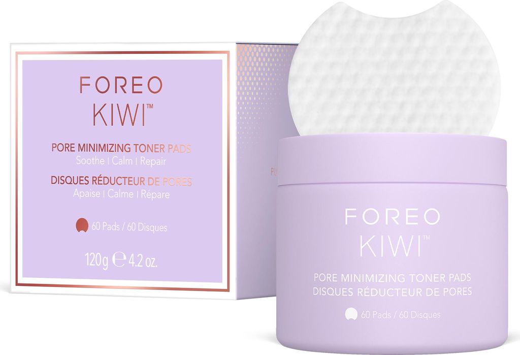 FOREO KIWI Porenverfeinernde Toner-Pads 60 Stück – Zaubernuss & Centella Asiatica Exfolierende Gesichtspads für fettige Haut – Verfeinern die...