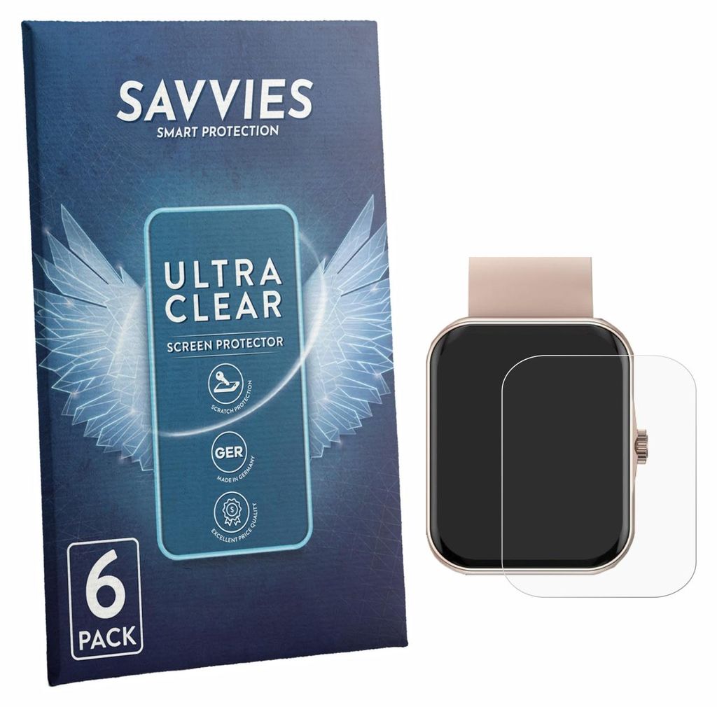 6x Für Mutoy Smartwatch 1.83" Schutzfolie Savvies Produktbild 