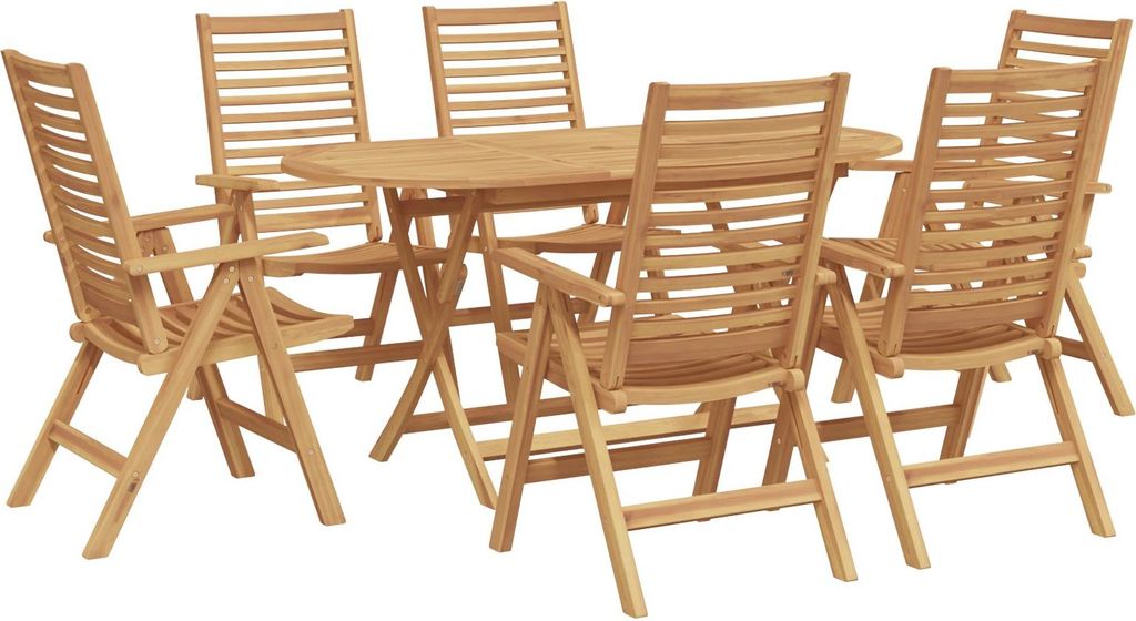 Möbel 7-teiliges Garten Essbereich Klappbar Massivholz Teak, Gartenstühle 2 Stück Massivholz Teak - Gartentische 3356879