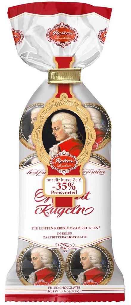 Boules Mozart au chocolat au lait des Alpes 160g Image du produit 