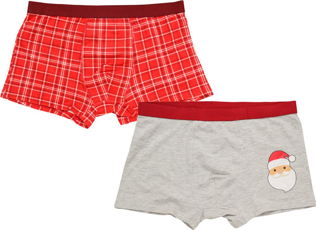 Herren Boxershorts 2 Stk. RETRO WEIHNACHTEN rot/grau - Produktbild 
