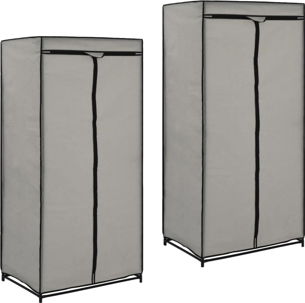 The Living Store Kleiderschränke 2 Stk. Grau 75×50×160 cm