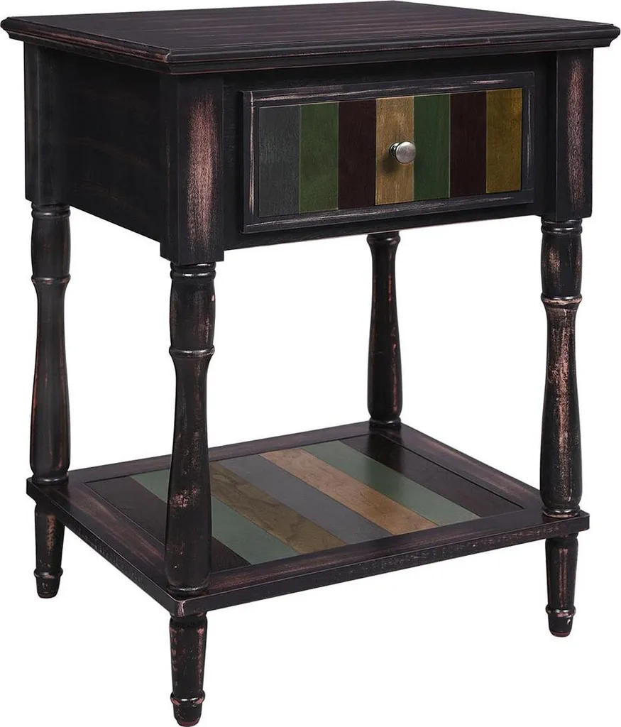 Table de chevet coloniale compacte pour optimiser le rangement du lit