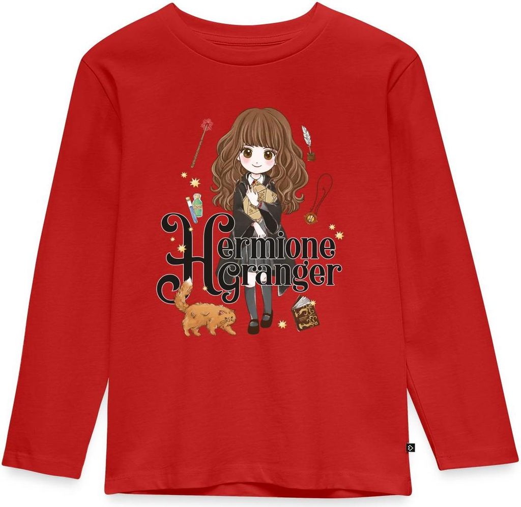 Spreadshirt Harry Potter Hermine Granger Chibi Kinder Premium Langarmshirt, 122/128 (6 Jahre), Rot