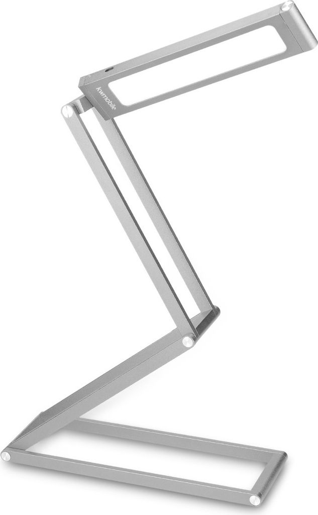 kwmobile LED Aluminium Tischlampe mit Schwenkkopf - Akku Leselampe faltbar mit Micro USB Ladekabel - Alu Schreibtischlampe Faltlampe in Silber