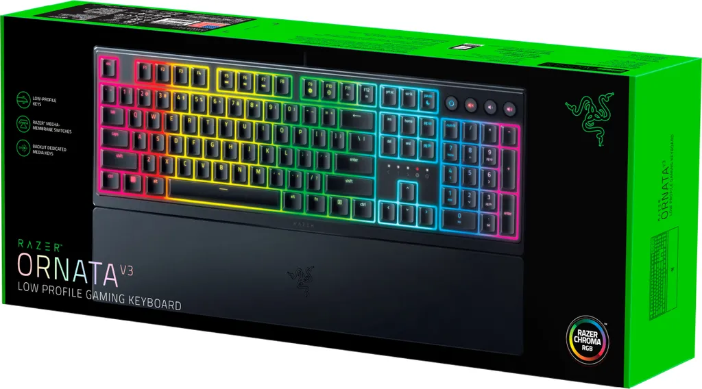 Razer Ornata V3 Clavier Gaming Mecha-Membrane Slim Haute Performance Noir