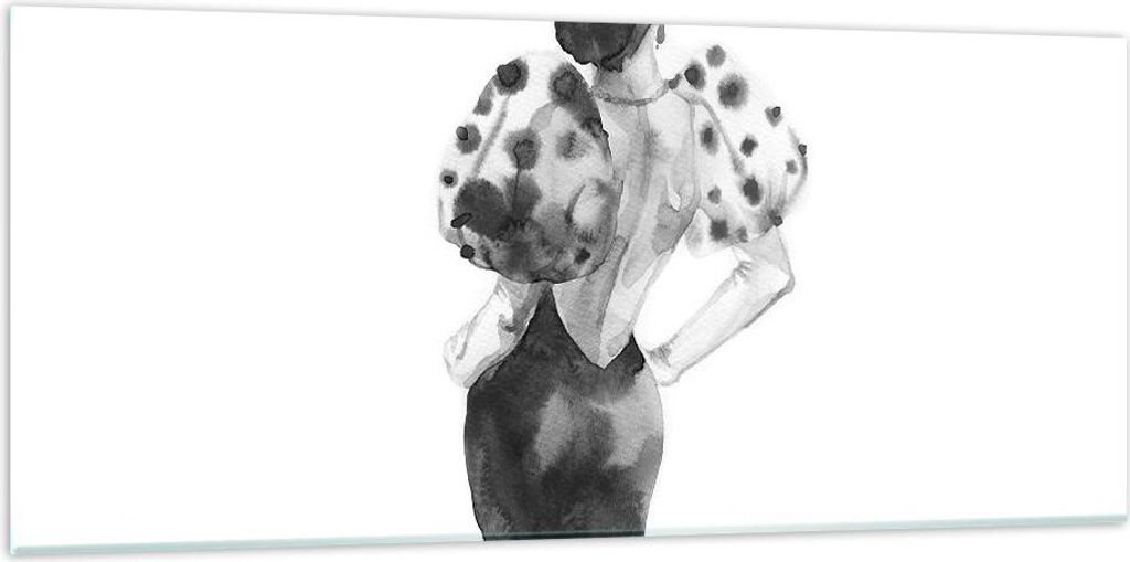 Bilder auf glas - Einteilig - Frau Aquarell Schwarz - 120x50cm - Glasbilder - Wandbilder - Bilder - zum Aufhängen bereit - Wanddekoration aus Glas...