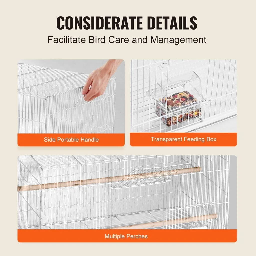 Petite cage métallique blanche 18 pouces idéale perruche et calopsitte - 6