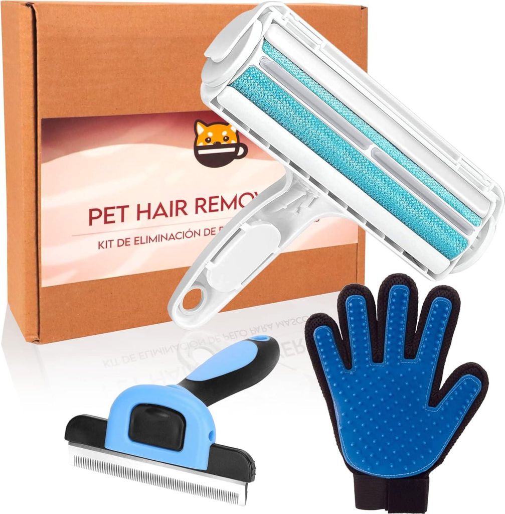 Hochwertiger Tierhaare-Entferner Roller - Bürste für Haustiere und Entferner für totes Haar bei Hunden und Katzen mit Handschuh. Haarentferner u...