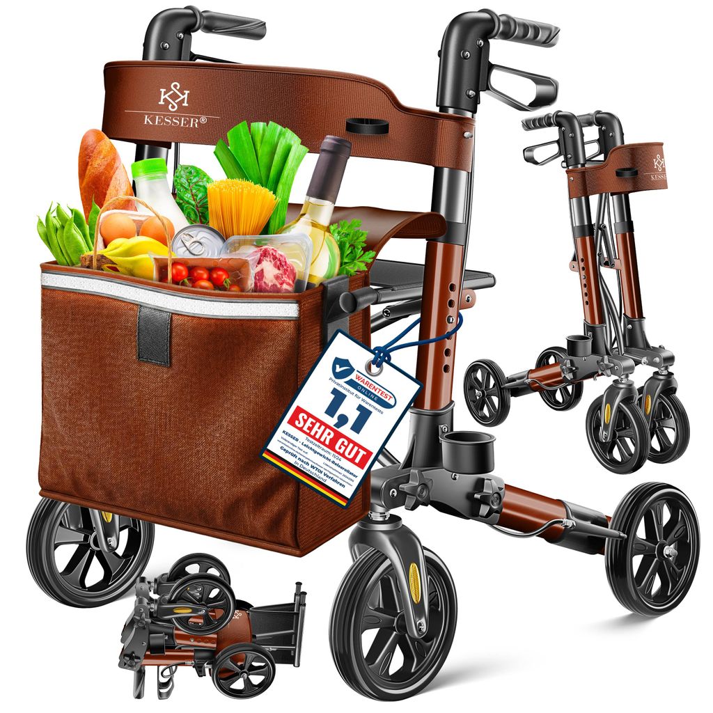 KESSER® Rollator Aluminium faltbar, höhenverstellbar & bis Produktbild 