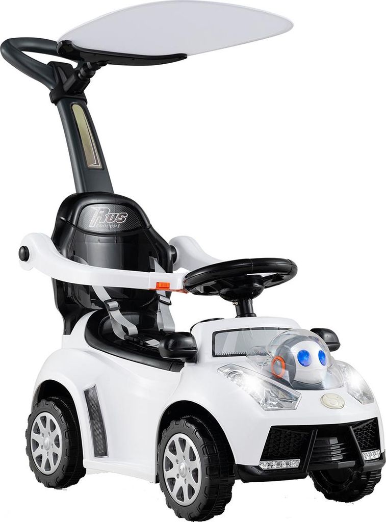 COSTWAY 3in1 Rutschauto, Rutscher Auto mit Schiebestange, Hupe, Musik, Licht, Sicherheitsgurt & abnehmbarem Schutzbügel, Schiebauto für Kinder 1+...
