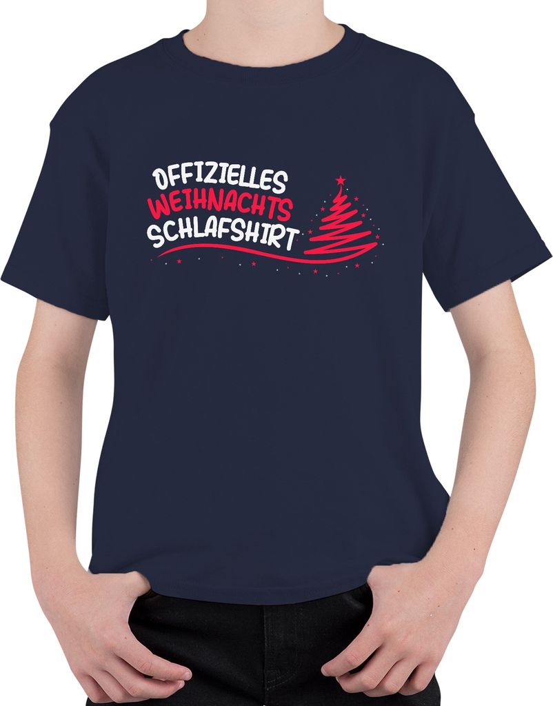 Offizielles Weihnachts-Schlafshirt Christbaum - Weihnachten Xmas Christmas Uni Kinder T-Shirt, Navy, 128