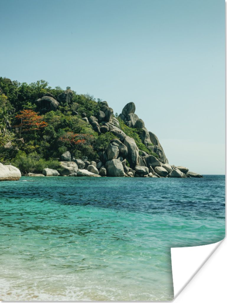 MuchoWow Poster Buddha Rock Freedom Beach Ko Tao 120x160 cm - Wandbilder