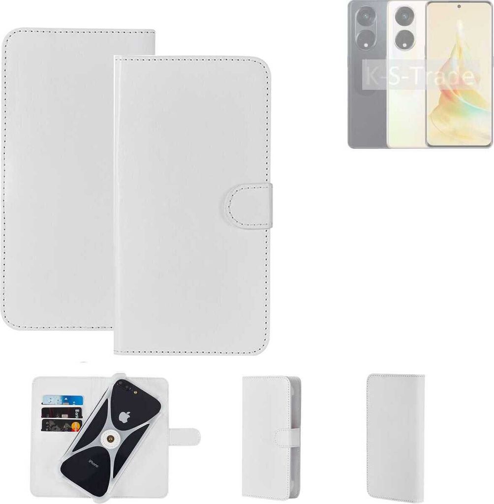 K-S-Trade Handy Hülle Schutz Hülle kompatibel mit Oppo Reno8 T Cover Case Bookstyle Bumper weiß 1x