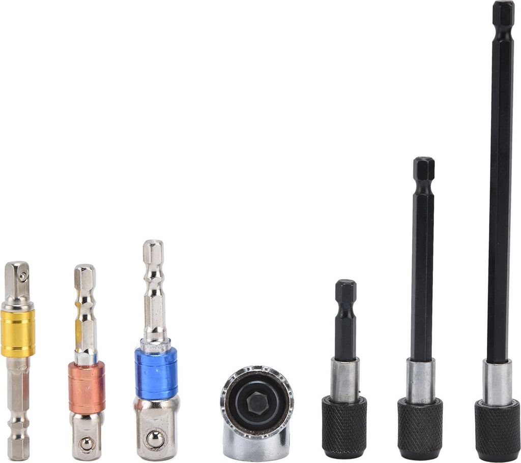 7-teiliges Set Schlagfeste Elektrowerkzeuge 1/4" Magnetische Stecknuss Sechskantschaft Verlängerungsstange Bohrmaschinenadapter