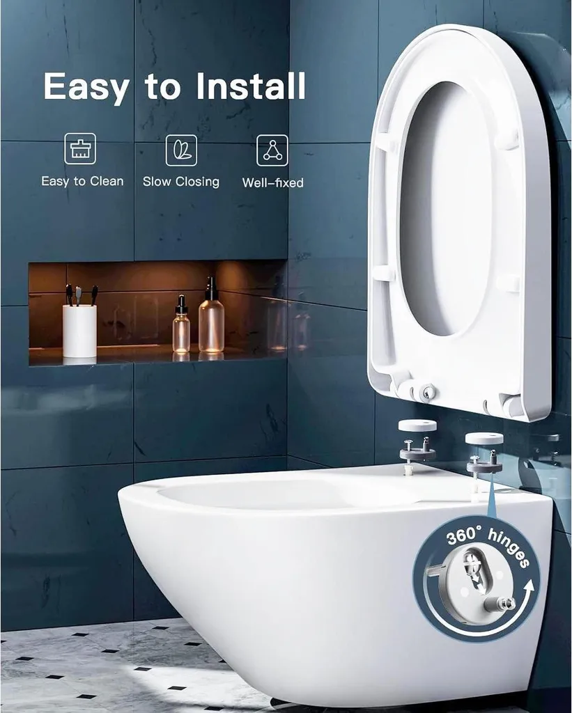 Abattant WC déclipsable Quick-release forme D blanc avec frein de chute - 5