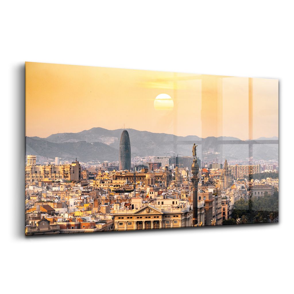 Glasmalerei - dekorative Malerei - moderne Malerei - 140x70 - Landschaft von Barcelona Sagrada Familia