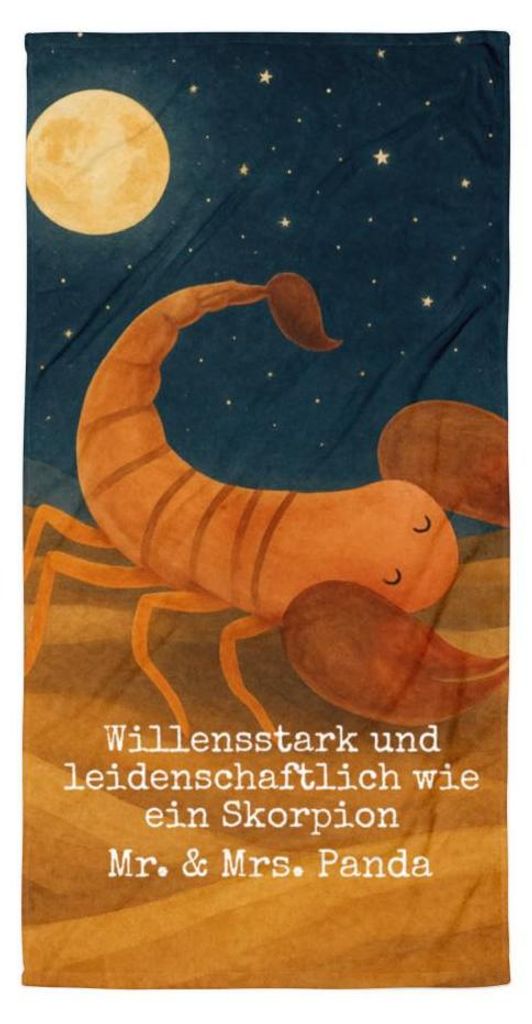 Mr. & Mrs. Panda Strandtuch Sternzeichen Skorpion Design - Weiß - Geschenk, Skorpione, Strandlaken, Geburtstag Oktober, Reisehandtuch, Handtuch, N...