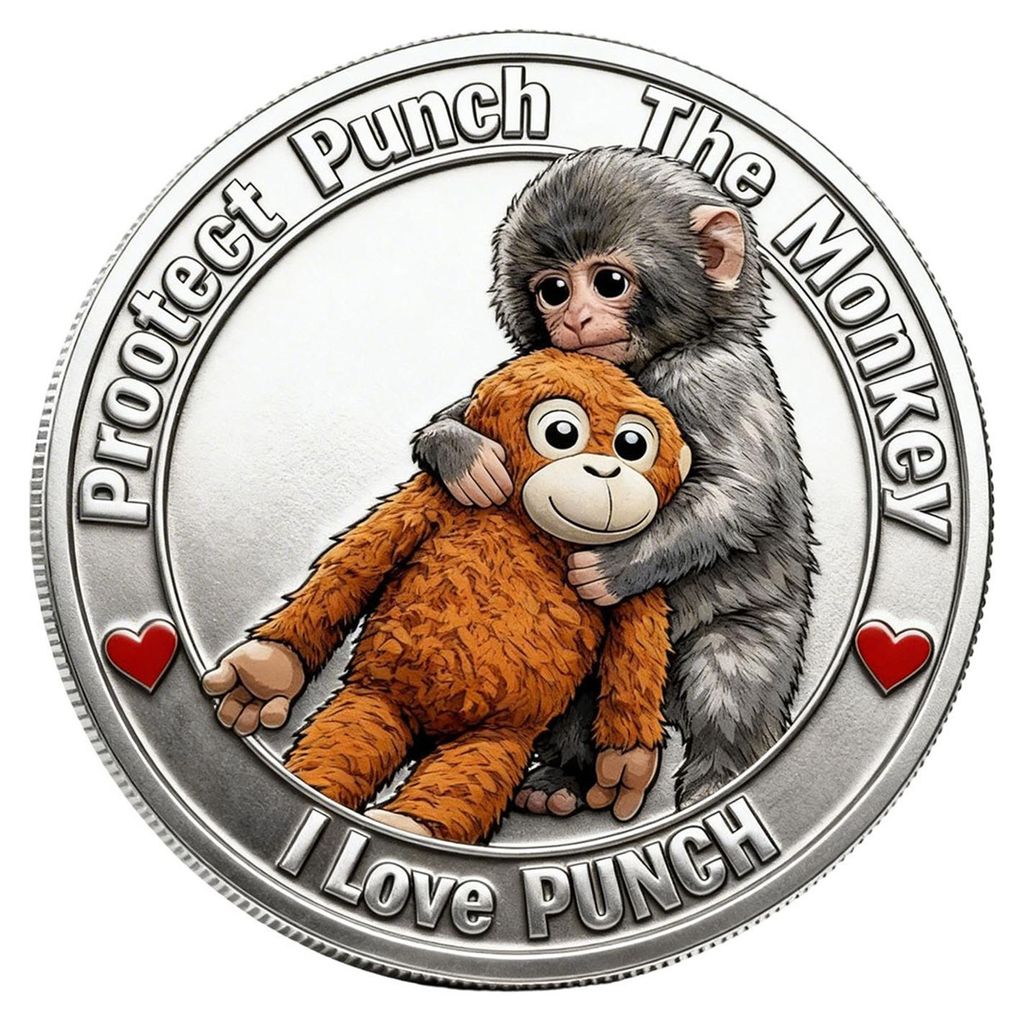 Niedliche Baby-Affen-Challenge-Coin aus Metall, Affe mit Plüschtier, Taschenmünze, 3D-graviertes Erinnerungsstück, Geschenk für Freunde und Sam...