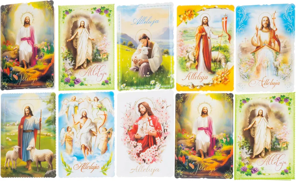 Lot de 10 cartes de vœux religieuses Pâques et tradition polonaise