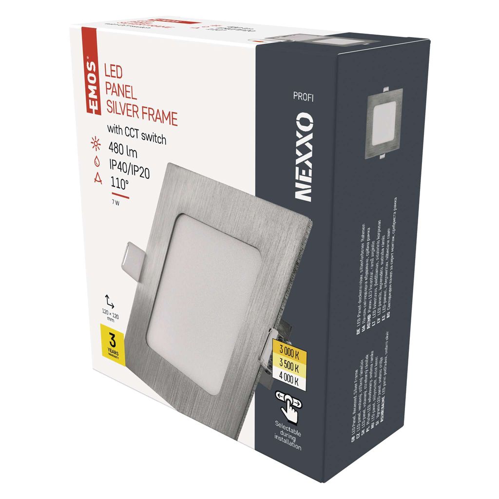 LED-Einbauleuchte NEXXO, quadratisch, silber, 7W, mit change CCT