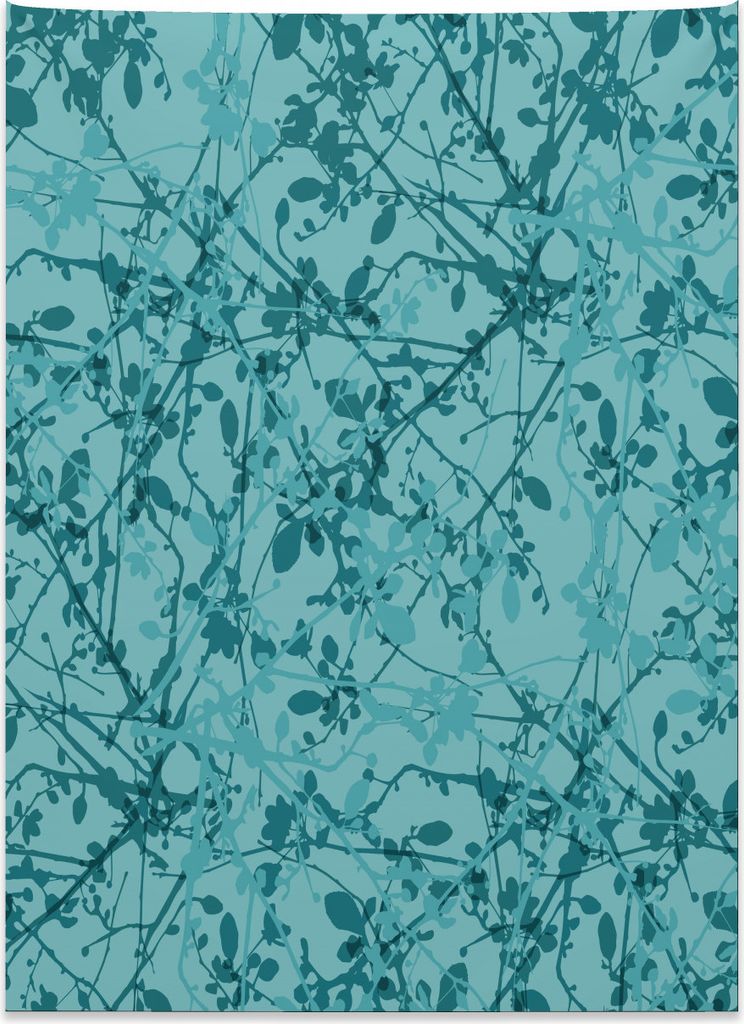 Abakuhaus Teal Wandteppich, Tintenzeichnungs-Stilbaum aus Weiches Mikrofaser Stoff Kein Verblassen Klare Farben Waschbar, 110 x 150 cm, Türkis Teal