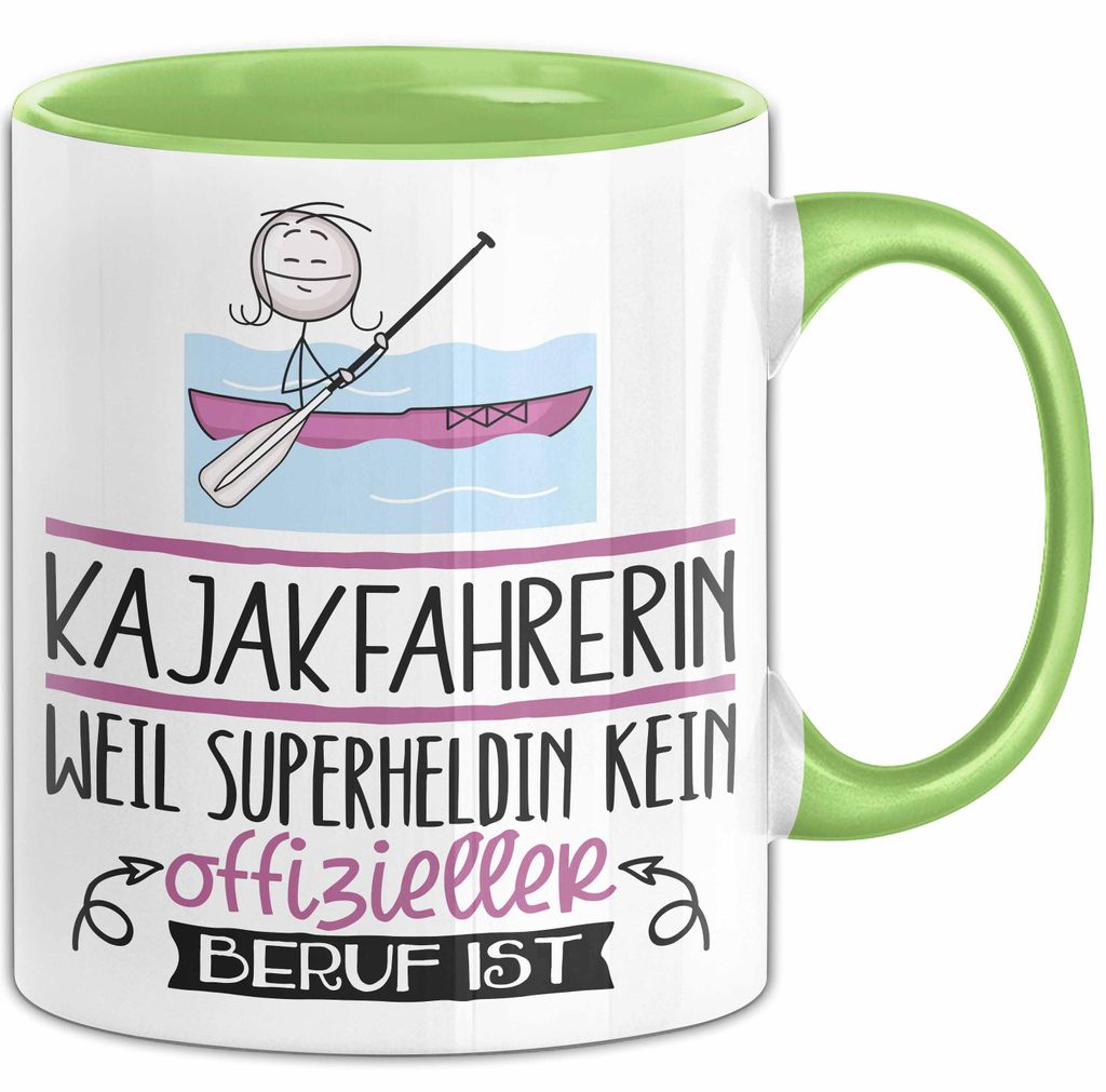 Kajakfahrerin Geschenk Tasse Lustiger Spruch Kajakfahrerin Weil Superheldin Kein Offizieller Beruf Ist Geschenkidee (Grün)
