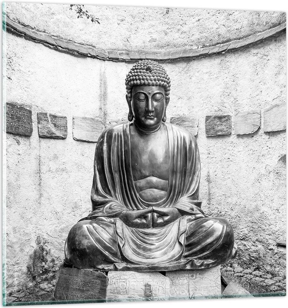 Bilder auf glas - Einteilig - Japanisch Buddha Statue - 40x40cm - Glasbilder - Wandbilder - Bilder - zum Aufhängen bereit - Wanddekoration aus Gla...
