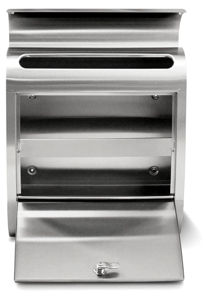 Edelstahl Briefkasten mit Namensschild in Silber - Wandbriefkasten aus Edelstahl - Postkasten mit Hausnummer, Namen und Motiv Ranken - Briefkasten ...