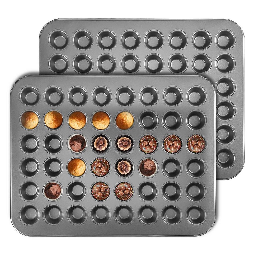 Muffinbackformen, 2 Stück Mini Muffinform, 48er Muffinblech, Muffin Backform, Mini Cupcake Formen Non-Stick Minimuffinform für Saftige Mini Muffins
