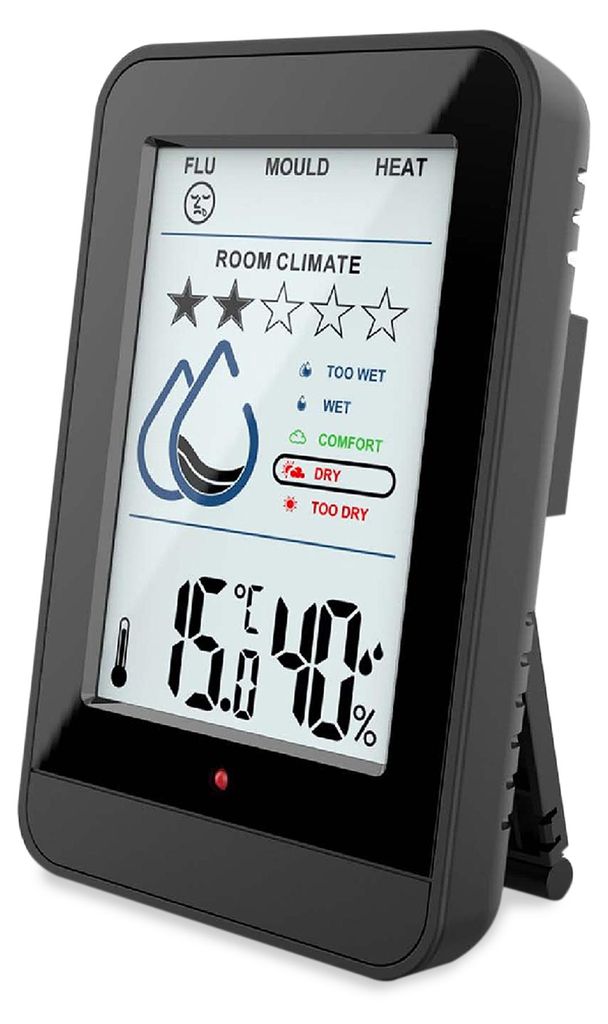 Miraval Raumklimastation Schwarz mit Hygrometer, Produktbild 