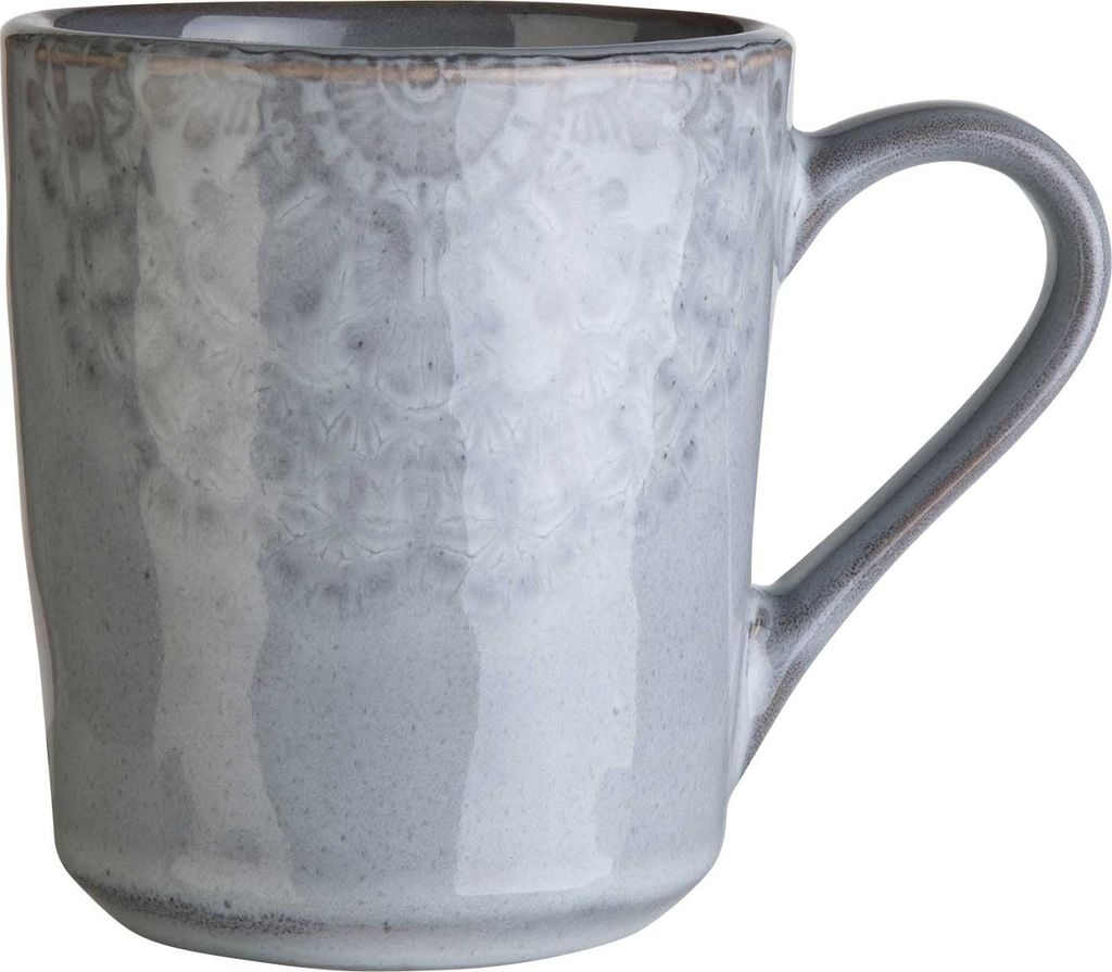 Kaffeetasse - Grau - Steingut - glasiert - mit floraler Prägung