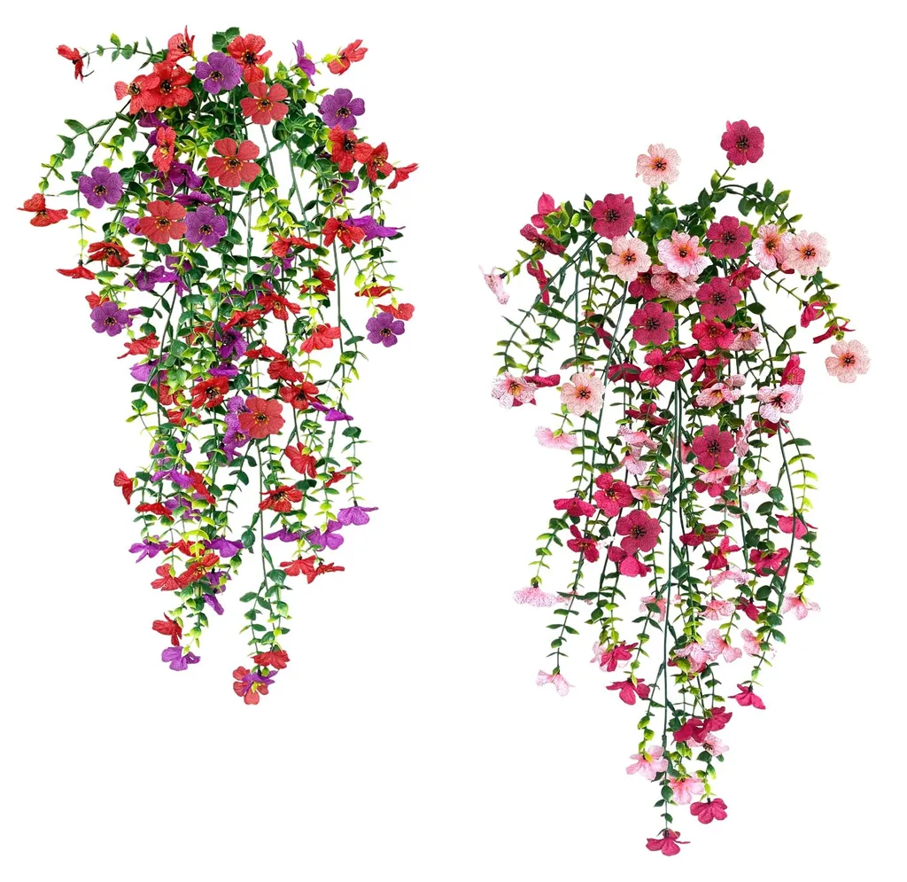 Fleurs suspendues en soie 76 cm aspect naturel pour déco extérieure