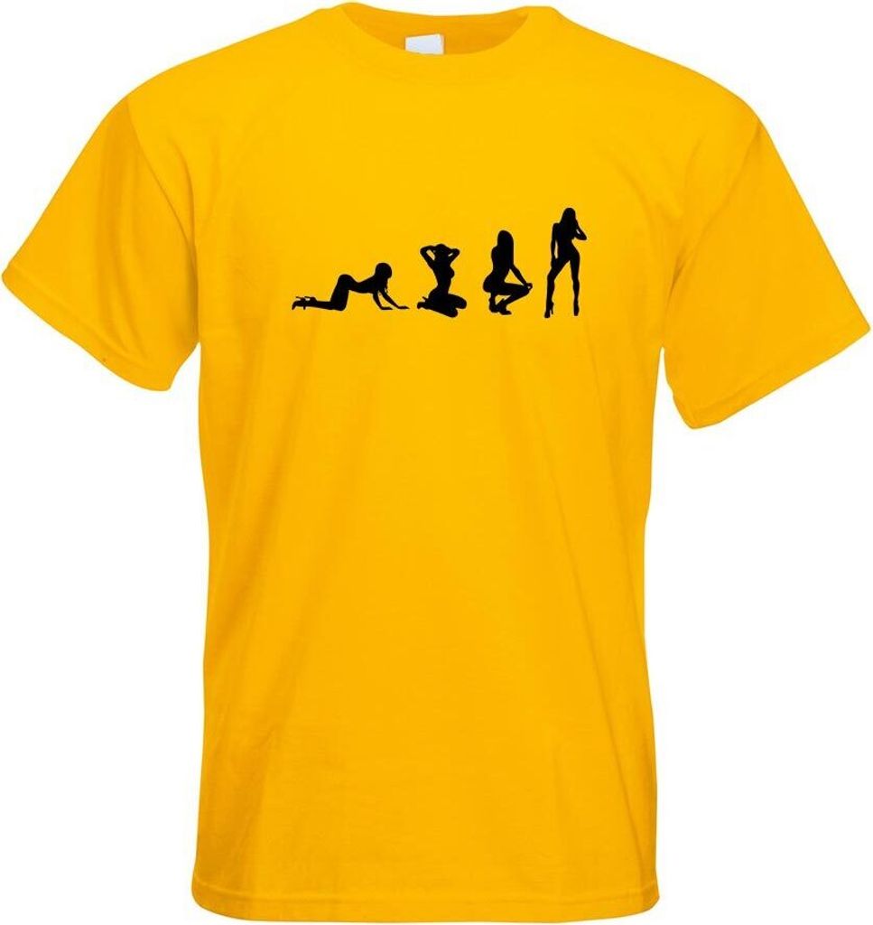 Kiwistar - T-Shirt - gelb - y Girl Gogo Evolution Motiv Bedruckt Funshirt Design Print - mit Motiv Bedruckt - Funshirt Design - Sport - Freizeit - ...