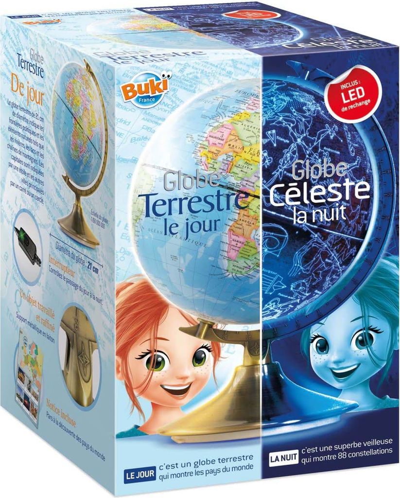 Globe jour et nuit 21 cm terrestre / celeste - buki espace Image du produit 