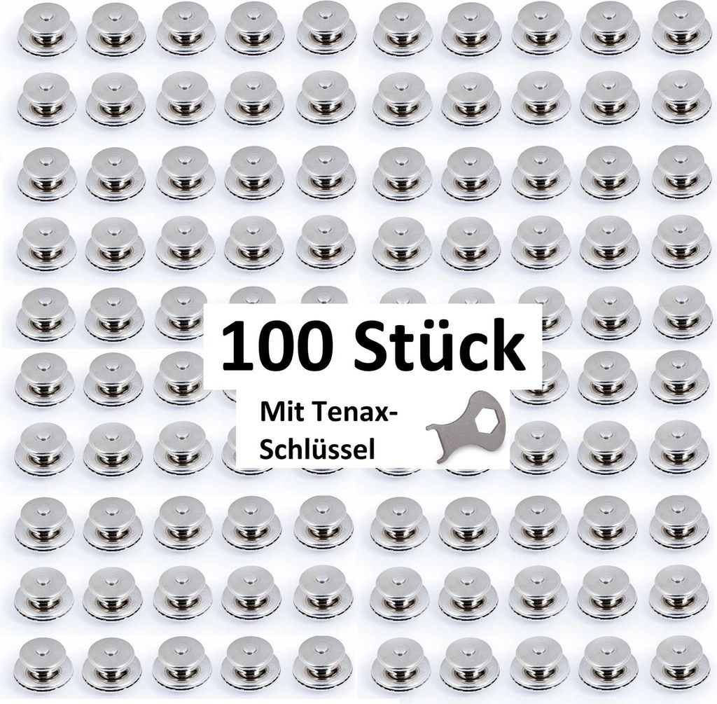 TENAX Set 20/30/50/100 Stk. Oberteile für Planenstärke bis 2mm inkl. Tenax-Schlüssel Größe: 100er Set