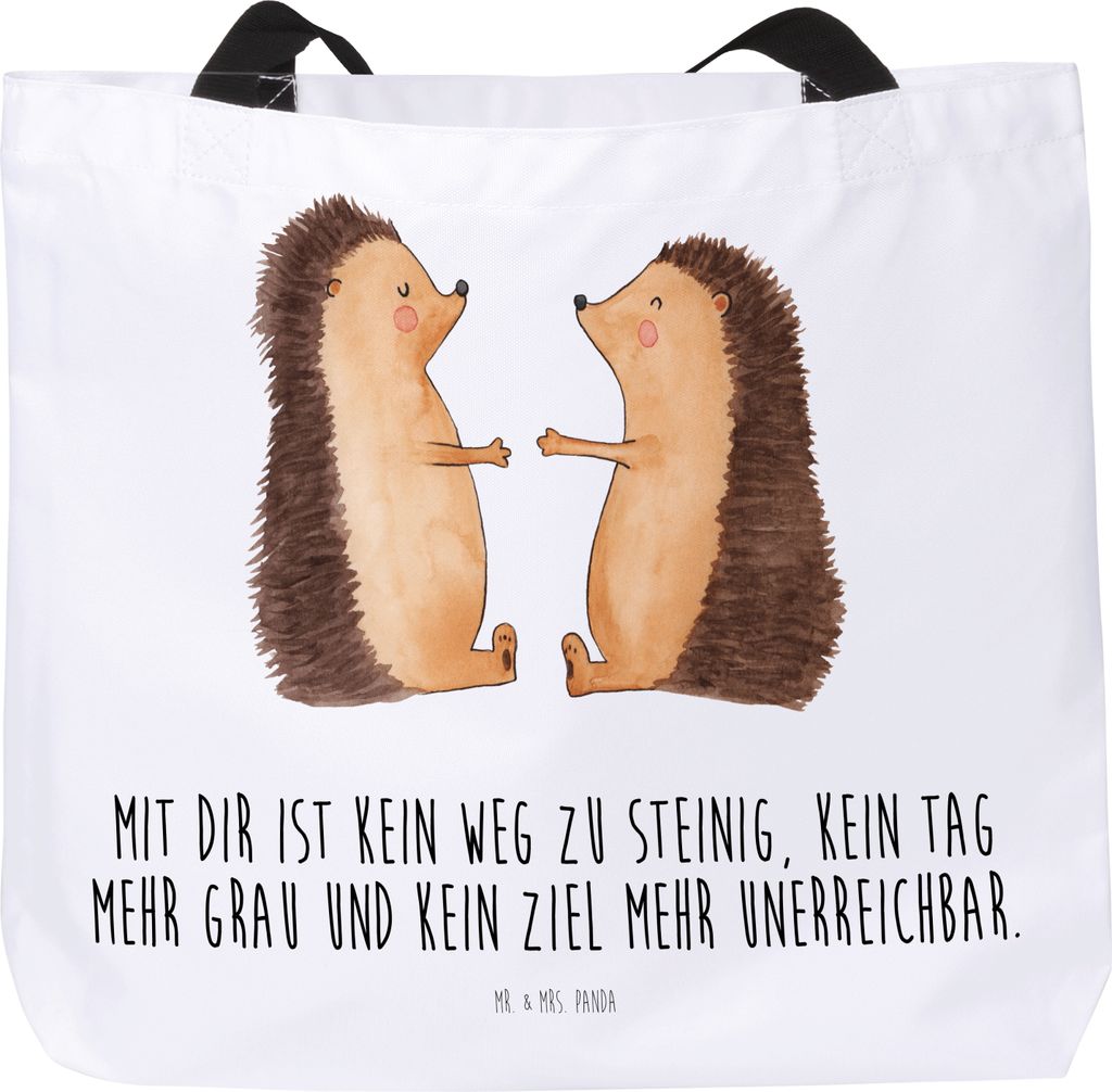 Mr. & Mrs. Panda Reisetasche Igel Liebe - Weiß - Geschenk, Hochzeitstag, Liebesgeschenk, Tasche, Einkaufstasche, Hochzeit, Tote Bag, Partner, Stra...