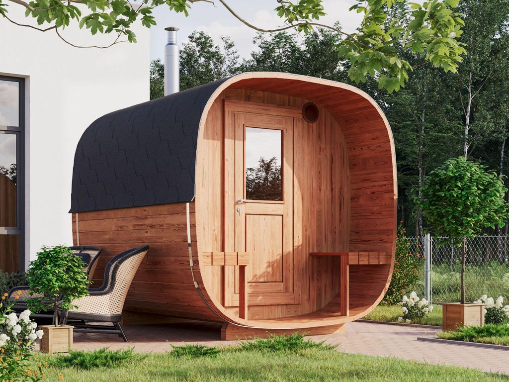 Fjordholz Fass-Sauna Modell Quadro 240 cm