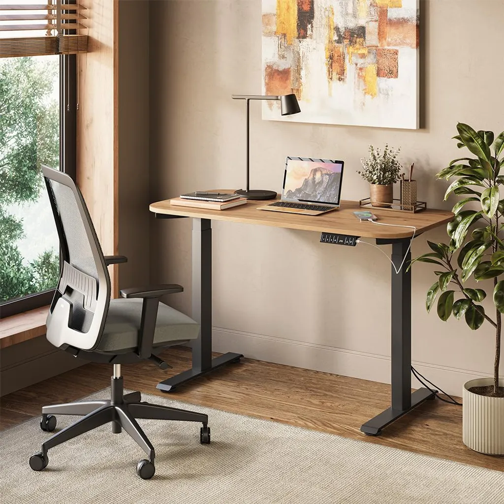 Bureau Vicco Elevate Noir et Artisan 120x60 cm 2 moteurs Modèle 58665