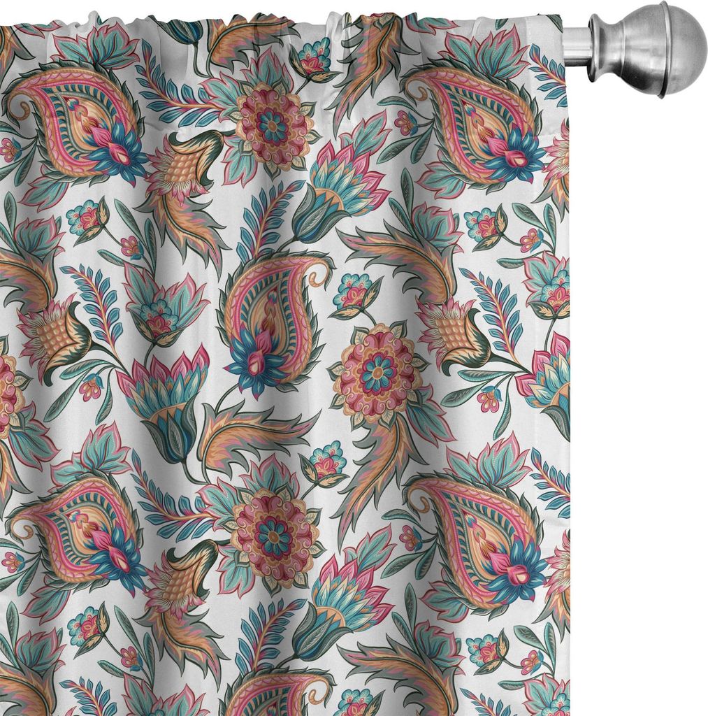 ABAKUHAUS Paisley Vorhänge, Gardinen, Klassische Stammesmotive mit Blumenblättern und anderen Nachbildungativen Details Bild, 2 Stück 75 x 175 c...