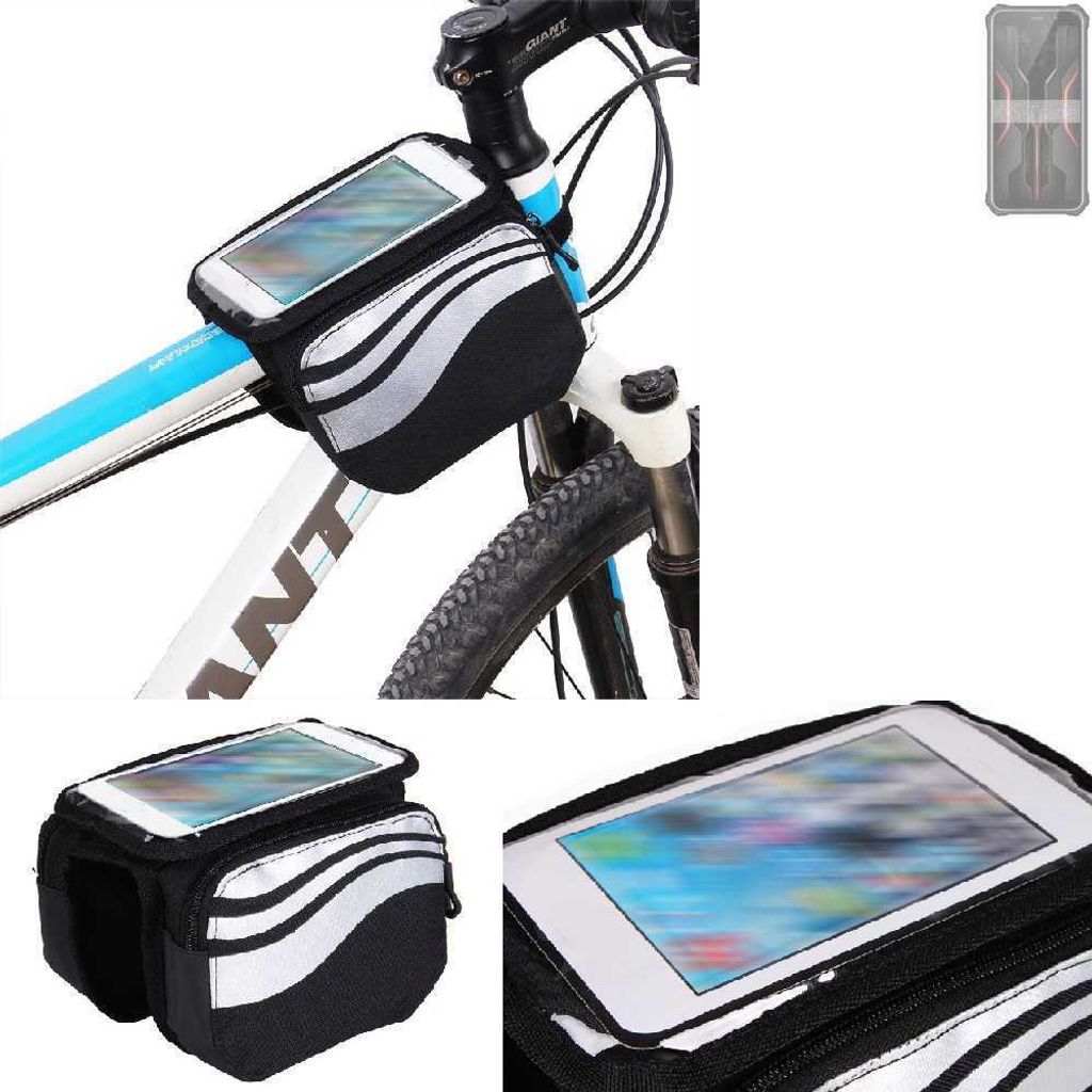 K-S-Trade Rahmentasche Fahrrad-Halterung kompatibel mit FOSSiBOT F101P Rahmenhalterung Fahrrad Handyhalterung Fahrradtasche Handy Smartphone Halterung