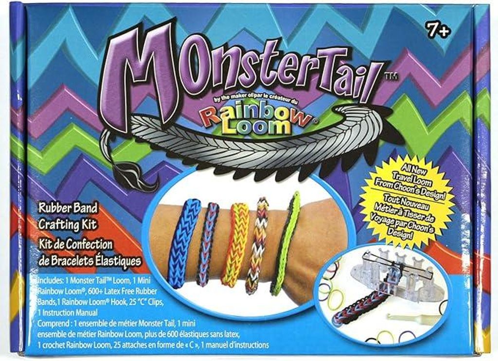 Monster Tail Rainbow Loom Set 600 tlg, Reise-Monster Tail Loom, Mini Rainbow Loom, Fischschwanz Armbänder Set, Kreatives Bastelset, Kinder Kreativset