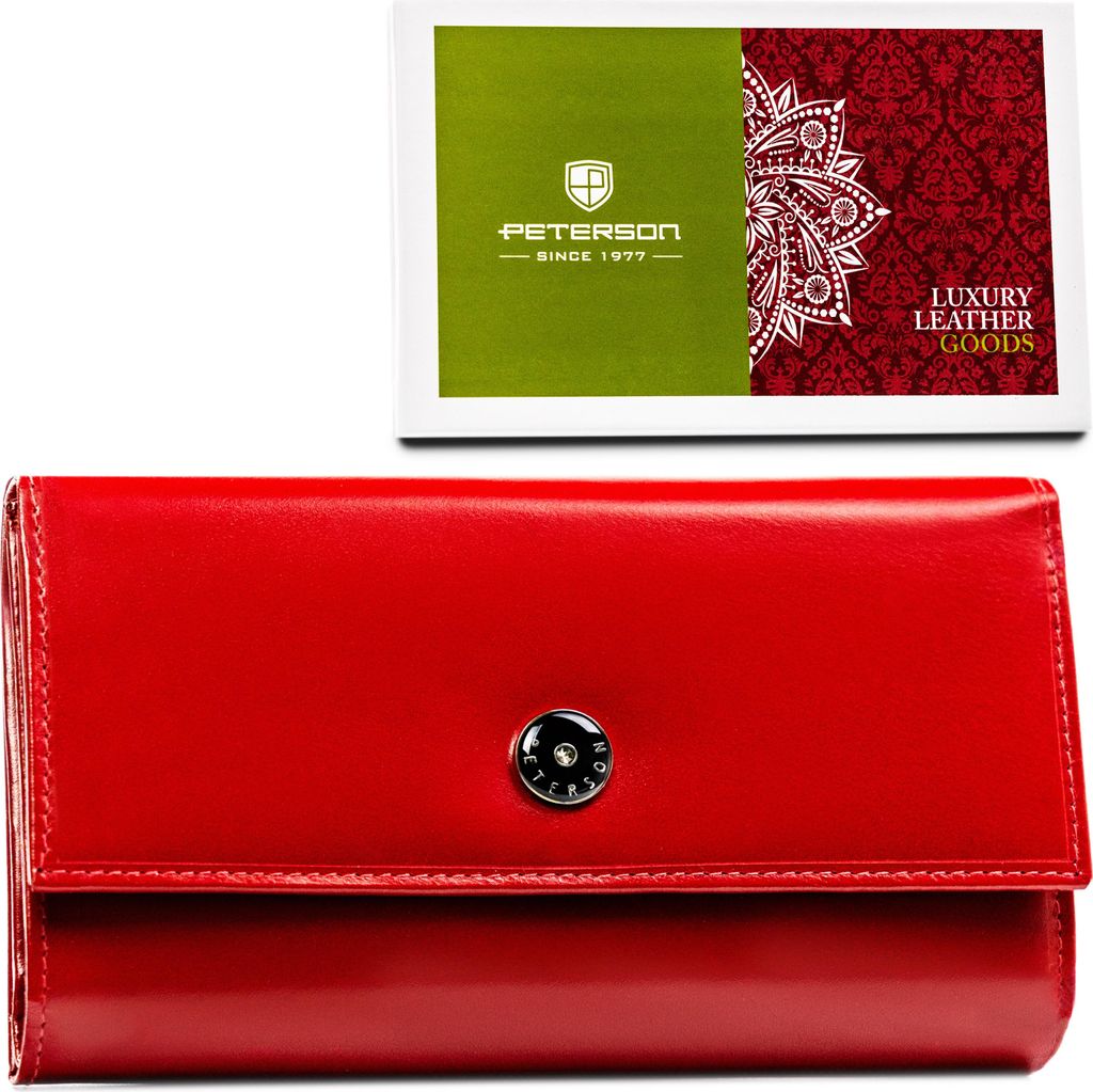 Peterson | Elegantes Portemonnaie, mit Außentasche, Rot, 18.5x10.5 cm