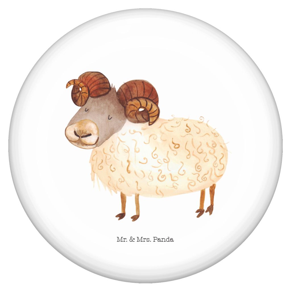 Mr. & Mrs. Panda Plakette Sternzeichen Widder - Weiß - Geschenk, Bock, Geburtstag April, Anstecker Pin, Button, Badge, März, Schafbock