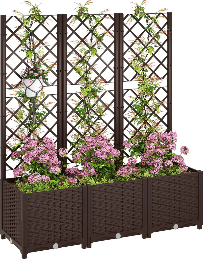 Bac à Fleurs avec Support Plantes Grimpantes Jardinière de Jardin 120 cm