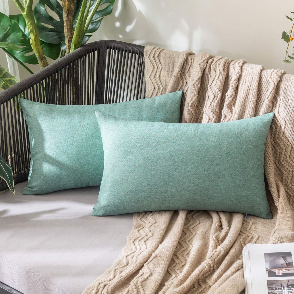 Set mit 2 wasserdichten Kissenbezügen für Gartenbänke, dekorative Kissen, moderne Kissenbezüge aus Polyester in Leinenoptik, für Garten, Sofa,...