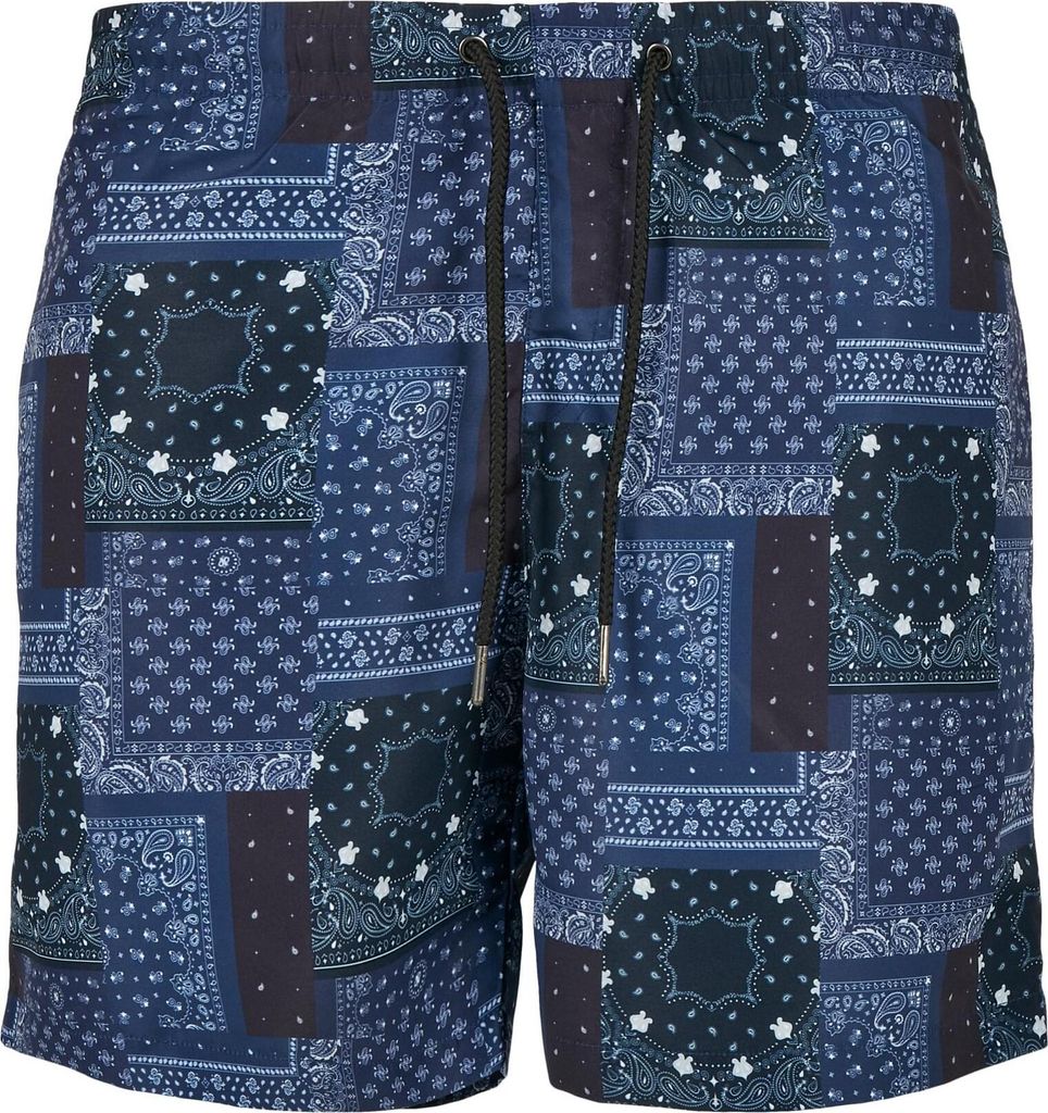 Urban Classics - PATTERN Swim Shorts navy bandana - XL