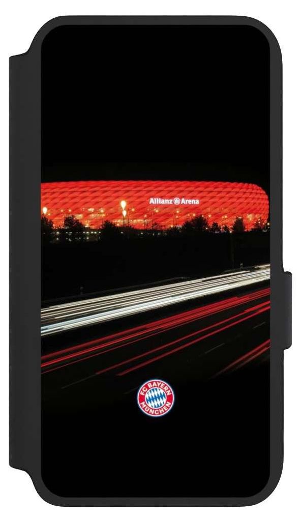 NIVOCASE Klapphülle für Samsung Galaxy S22 Handyhülle aus Kunst Leder NIVOflip schwarz FC Bayern München FCB Stadion