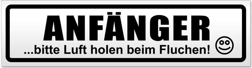 Kiwistar Anfänger - Bitte Luft Holen Magnetschild Schild magnetisch - 45cm Schwarz - Magnetfolie für Auto PKW Kfz